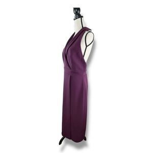 FRAMED Burgundy Deep-V Neck Evening Dress Cut-out Back  Front Wrap Slit New Sz L